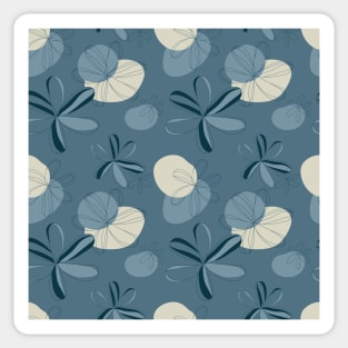 Blue Cream Flower Line Sticker